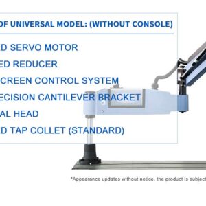 US Stock M4-M24 Tap Collets 1200mm Arm 360° Universal Tapping Machine Electric Tapper 550rpm With ANSI Imperial Collets