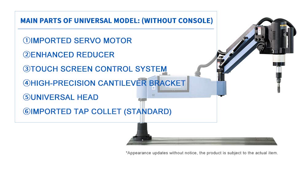 US Stock M4-M24 Tap Collets 1200mm Arm 360° Universal Tapping Machine Electric Tapper 550rpm With ANSI Imperial Collets