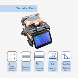 QIIRUN Fiber Optic Fusion Splicer with 4.3-inch Touch Screen, Optical Fiber Fusion Splicer Kit Features 7s Splicing and 18s Heating- 6481B Series