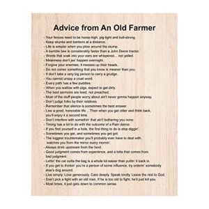advice from old farmer - inspirational quotes wall art, funny vintage wall art print. typographic inspirational prints for living room decor, office décor, farmer's market decor. unframed,11 x 14
