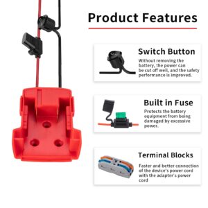 Power Wheels Adapter for Milwaukee M18 Battery 18v Dock Power Connector 12 Gauge Robotics