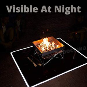 Bobocawa Fire Pit Mat for Deck - Fire Mat fpr Fire Pit Ember Mat for Under Fire Pit for Deck & Grass Outdoor Visible at Night 39 x 39 Inches Square Protector