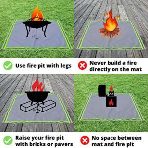 Bobocawa Fire Pit Mat for Deck - Fire Mat fpr Fire Pit Ember Mat for Under Fire Pit for Deck & Grass Outdoor Visible at Night 39 x 39 Inches Square Protector