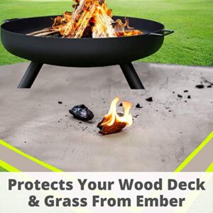 Bobocawa Fire Pit Mat for Deck - Fire Mat fpr Fire Pit Ember Mat for Under Fire Pit for Deck & Grass Outdoor Visible at Night 39 x 39 Inches Square Protector