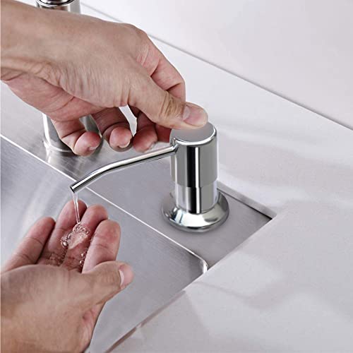 Kitchen Sink Soap Dispenser, Brushed Nickel Countertop Soap Dispenser Pump, 47" Silicone Extension Tube Connect to The Soap Bottle Directly, Say Goodbye to Frequent Refills (Chrome)