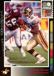1992 wild card wlaf football #16 george searcy san antonio riders official world league of american football trading card from the wild card company in raw (nm or better) condition