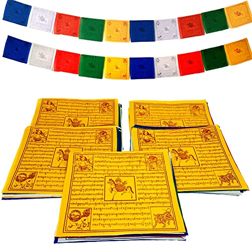 100% Cotton Healing Lama Original Tibetan Wind Horse Prayer Flags. Authentic Buddhist Flags Blessed by a Lama. (Pack of 50 Flags(6.5"X6.5")