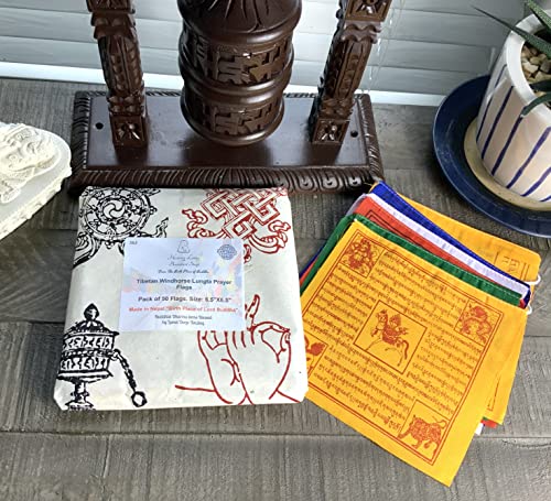 100% Cotton Healing Lama Original Tibetan Wind Horse Prayer Flags. Authentic Buddhist Flags Blessed by a Lama. (Pack of 50 Flags(6.5"X6.5")