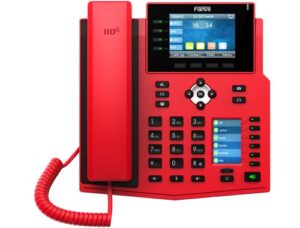 fanvil x5u-r high-end voip phone, 3.5-inch color display, 2.4-inch side color display for dss keys. 16 sip lines, dual-port gigabit ethernet, power adapter not included, red