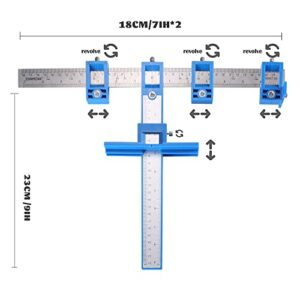 CONMCNK Cabinet Hardware Jig, Cabinet Hardware Template Tool-Adjustable Drill Guide for Fast and Accurate Installation of Door and Drawer Front Knobs, Pulls and Handles,Blue