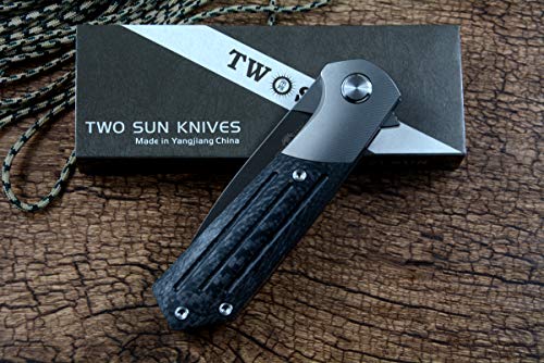 TWOSUN TS223 M390 Blade Titanium Carbon Fiber Handle Frame Lock Gift Collection Folding Knives
