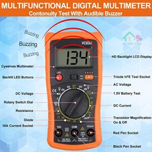 Digital Multimeter, Multimeter with AC DC Voltmeter & Ohm Volt Amp Tester, Multifunction Battery Tester, Pocket Meter with Backlight Tests Wire, Voltage Tester Measure Voltage Current Resistance Diode