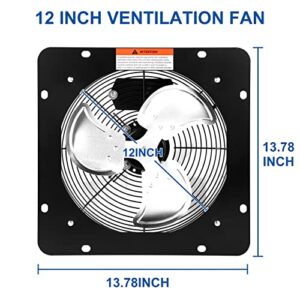 iPower 12 Inch Exhaust Fan Aluminum, High Speed 1300RPM, 1-Pack, Silver (HIFANXVENTIL12), Black