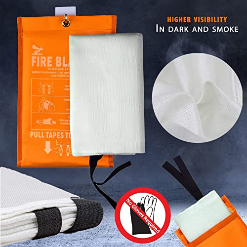 Supa Ant Emergency Fire Blanket for Home and Kitchen - 2 Pack 1500F High Visibility (Glow in The Dark) Smother Kitchen Fire Blanket - CE Certified Hero Fire Blankets Emergency for Home (40in)