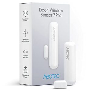 zwave door sensor window sensor, z-wave plus enabled aeotec 3-1 door window sensor 7 pro, zwave hub required, gen 7, white (door/window sensor 7 pro)