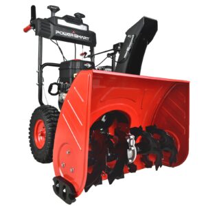 powersmart 26 inch snow blower gas powered, 2-stage 208cc b&s engine with electric start, led light, hand warmer, self propelled bs26