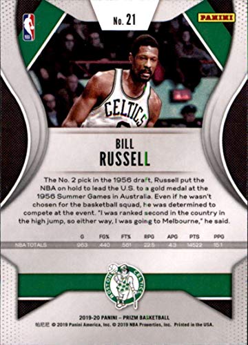 2019-20 Panini Prizm #21 Bill Russell Boston Celtics Basketball Card