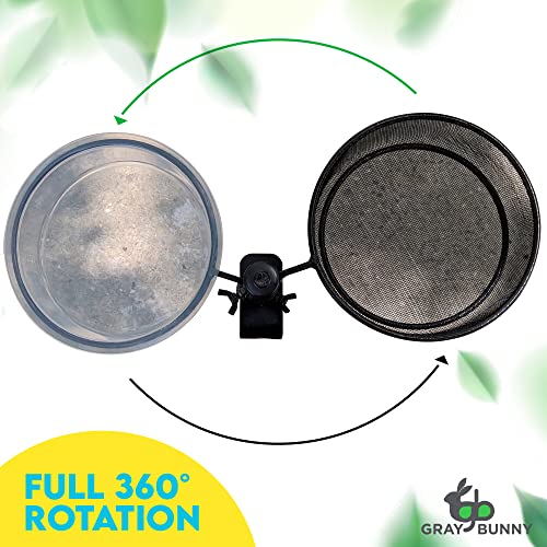 Gray Bunny Bird Feeder Tray and Bird Bath Set Deck Mounted with 360-degree Rotation, Adjustable Clamp, Removable Dish - Weather Proof, Christmas Decorations Outdoor Yard, Gardening Gifts for Women