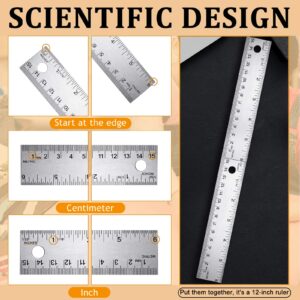 3 Pieces Stainless Steel Cork Back Rulers Metal Ruler Set Non Slip Straight Edge Cork Base Rulers with Inch and Metric Graduations for School Office Engineering Woodworking (6 Inches)