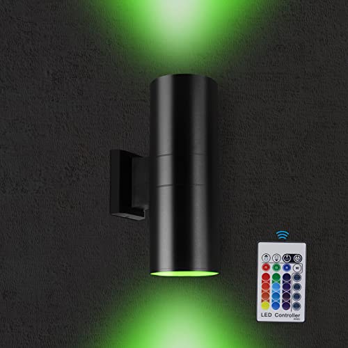 Up and Down Wall Lights Outdoor, 54W 5400LM RGBW Exterior Wall Sconce，RGB Color Changing LED Porch Lights Fixtures for Garage, Front Door, Patio, Terrace, Hallway, Post, Pool Enclosure, Theater