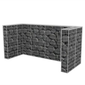 INLIFE Gabion Triple Wheelie Bin Surround Steel Trash and Recycling Storage-Sheds for Outdoor,Garden,Patio,Backyard Garbage Shed 98.4"x 39.4"x 47.2"(LxWxH)