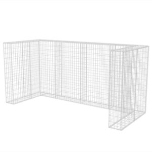 INLIFE Gabion Triple Wheelie Bin Surround Steel Trash and Recycling Storage-Sheds for Outdoor,Garden,Patio,Backyard Garbage Shed 98.4"x 39.4"x 47.2"(LxWxH)