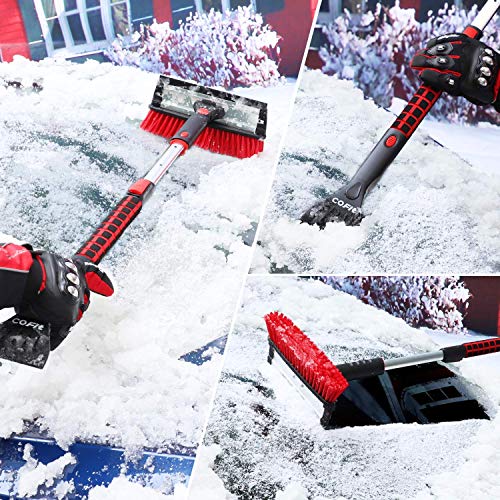 COFIT 47" Retractable Snow Shovel and 39" Snow Brush, Detachable and Extendable Snow Removal Telescoping Brush and Shovel for Car Auto Truck SUV Windshield