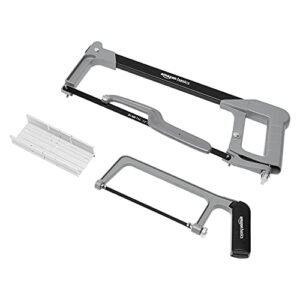 amazon basics 3-piece aluminum hacksaw set with bi-metal hacksaw blades - 24 tpi (6-inch, 8-inch and 12-inch)