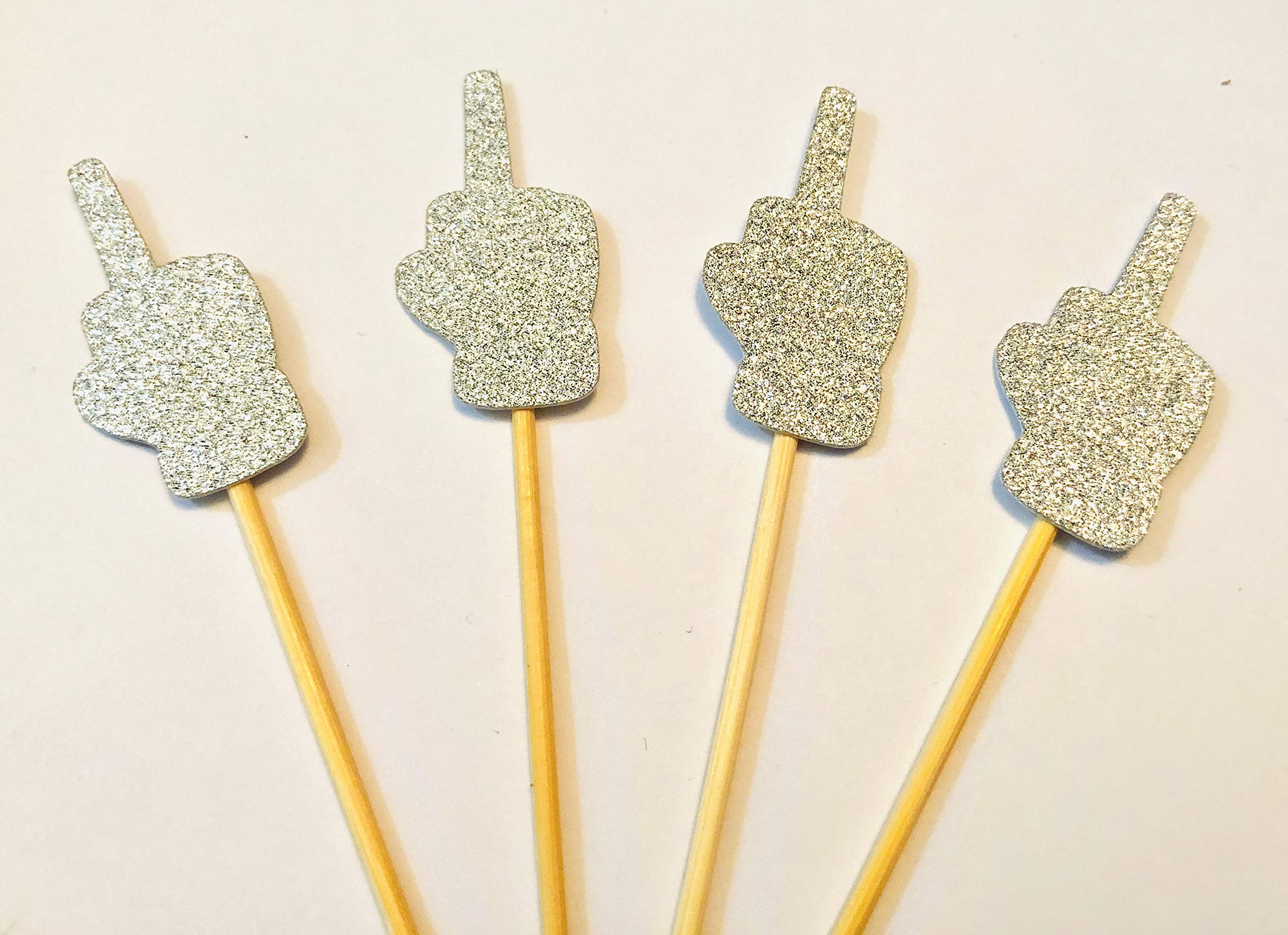 12 x Silver Middle finger Cupcake topper, Divorce Party cake decorations