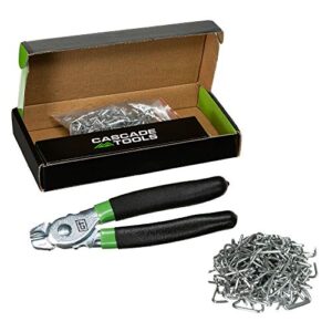 cascade tools hog ring pliers kit with 1000 pack of 3/4" hog rings galvanized steel - perfect for cages, automotive upholstery, furniture, bungee cords, and more!