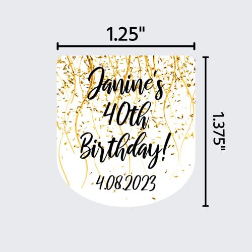 Sheet of 30 Custom Hand Sanitizer Labels | Party Favor Stickers (Gold Confetti)