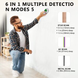 Stud Finder Wall Scanner - 6 in 1 Electronic Magnetic Stud Sensor Joist Drywall Wall Detector Beam Depth Finder Magnet Center Finding with LCD Display for Wood AC Wire Metal Studs Detection