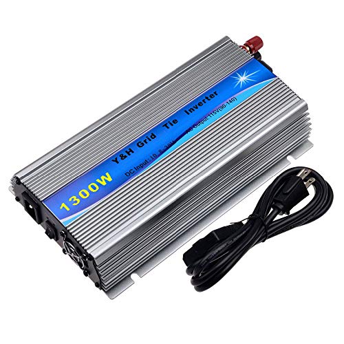 Y&H 1300W Grid Tie Inverter Stackable MPPT Pure Sine Wave DC16-28V Solar Input AC110V/120V Power Output fit for 12V PV Panel