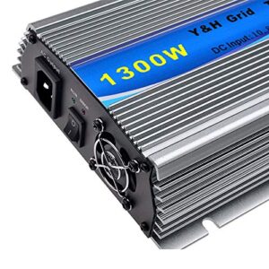 Y&H 1300W Grid Tie Inverter Stackable MPPT Pure Sine Wave DC16-28V Solar Input AC110V/120V Power Output fit for 12V PV Panel