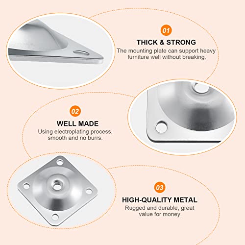 Leg Mounting Plates, 4 Sets Furniture Leg Attachment Plates, 5/16"(M8) Industrial Grade Flat Mounting T-Plates with Hanger Bolts, Screws, Strengthen Weak Furniture Repair Damaged Sofa Couch Seat