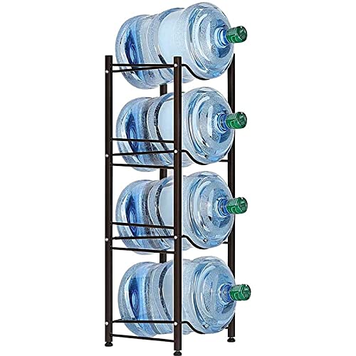 5 Gallon Water Jug Holder Water Bottle Storage Rack, 4 tier water cooler jug rack, 5 gallon water jug stand, 5 Gallon Water Bottle Holder(4 Tier, Dark Brown)