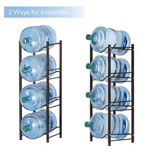 5 Gallon Water Jug Holder Water Bottle Storage Rack, 4 tier water cooler jug rack, 5 gallon water jug stand, 5 Gallon Water Bottle Holder(4 Tier, Dark Brown)