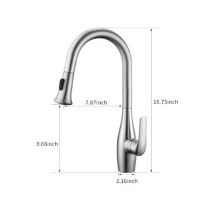 GERIGEMT Faucets for Kitchen Sinks,Kitchen Faucet with Pull Down Sprayer High Arc Kitchen Sink Faucet Stainless Steel Brushed Nickel with 10 Inch Deck Plate,with cUPC Water Supply Lines.