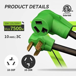 RVMATE 3 Prong Dryer/EV Extension Cord 50 Feet, 30 Amp NEMA 10-30P to 10-30R 125V/250V Waterproof PVC Jacket, Perfect for Dryer Power Extension and Level 2 EV Charging, ETL Listed