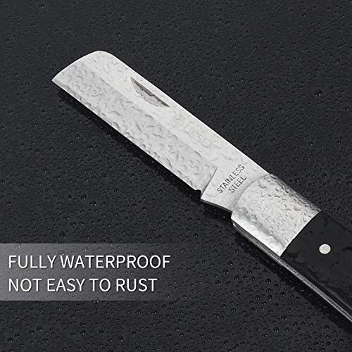 Linsen-outdoor Black Handle Pruning Knife,Grafting Knife, Stainless Steel Garden Budding Knife, Folding Pocket Knife for Grafting Multi Cutting Tool, Weed Bushes Branches Mushroom Diggig Knife