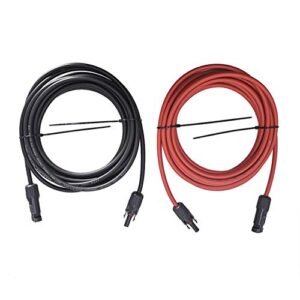 wflnhb 25ft 10awg black + red 10 gauge solar panel extension cable wire with female and male connector solar connector