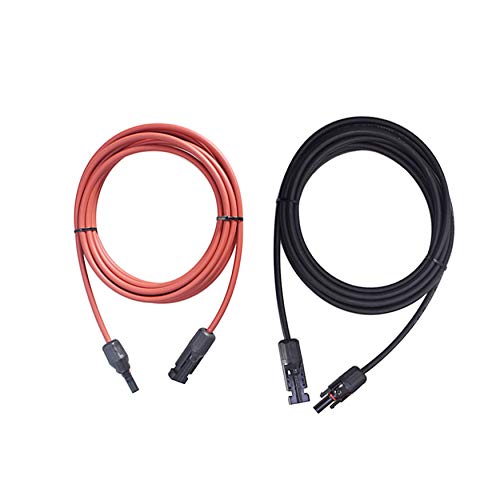 WFLNHB 20FT 12AWG Black + Red 12 Gauge Solar Panel Extension Cable Wire with Female and Male Connector Solar Connector