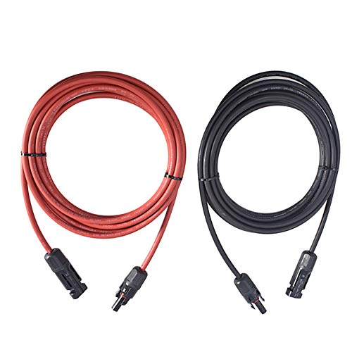 WFLNHB 20FT 12AWG Black + Red 12 Gauge Solar Panel Extension Cable Wire with Female and Male Connector Solar Connector