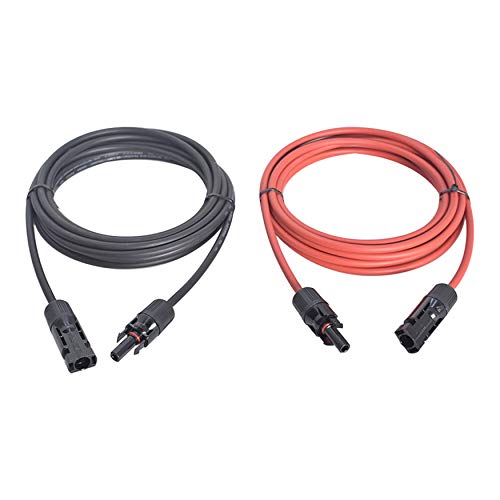 WFLNHB 20FT 12AWG Black + Red 12 Gauge Solar Panel Extension Cable Wire with Female and Male Connector Solar Connector