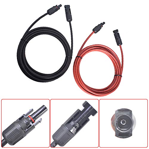 WFLNHB 20FT 12AWG Black + Red 12 Gauge Solar Panel Extension Cable Wire with Female and Male Connector Solar Connector