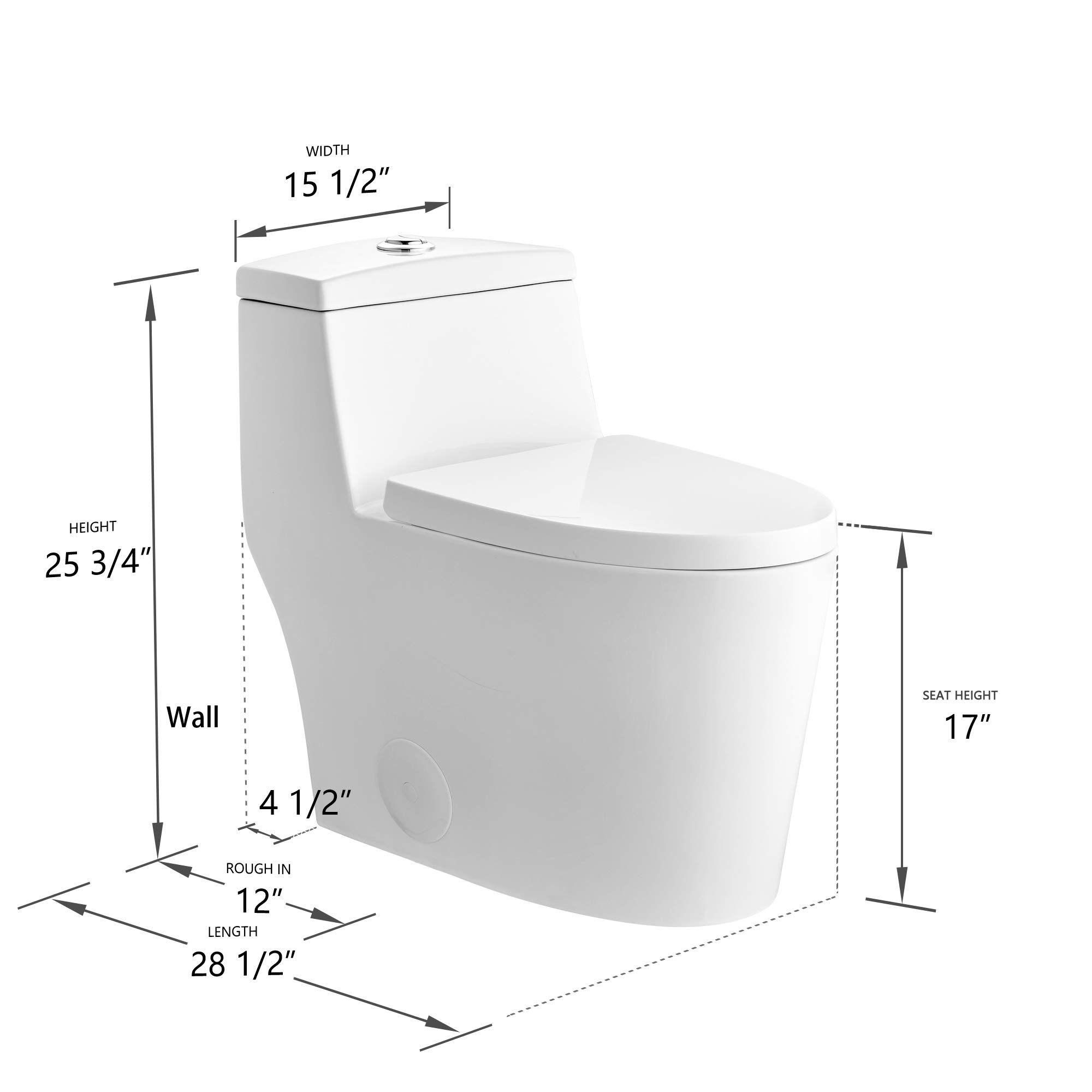 DeerValley DV-1F52636 Prism Modern Comfortable Seat Height Dual Flush Elongated One-Piece Toilet with Soft Closing Seat, High-Efficiency Supply, Luxury White Contemporary Ceramic (White)