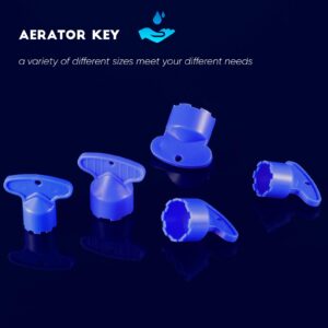 Faucet Aerator Key Removal Wrench Tool with 5 Sizes M16.5, 18.5, 21.5, 22.5, 24 Recessed Aerator Key Sink Aerator Wrenches for Cache Aerators Blue (5)