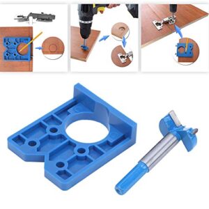 35mm Concealed Hinge Jig Kit, Woodworking Tool Drill Bits Hinge Drilling Hole Router Jig for Cabinet Cupboard Door Installation