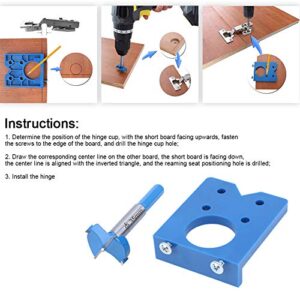 35mm Concealed Hinge Jig Kit, Woodworking Tool Drill Bits Hinge Drilling Hole Router Jig for Cabinet Cupboard Door Installation
