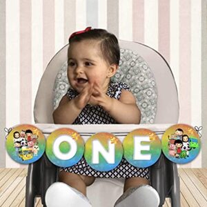 Little Baby Bum High Chair Banner - ONE - Cardstock Cover 80lb - Comes with Ribbon for Hanging - 25in approx length (Rainbow)